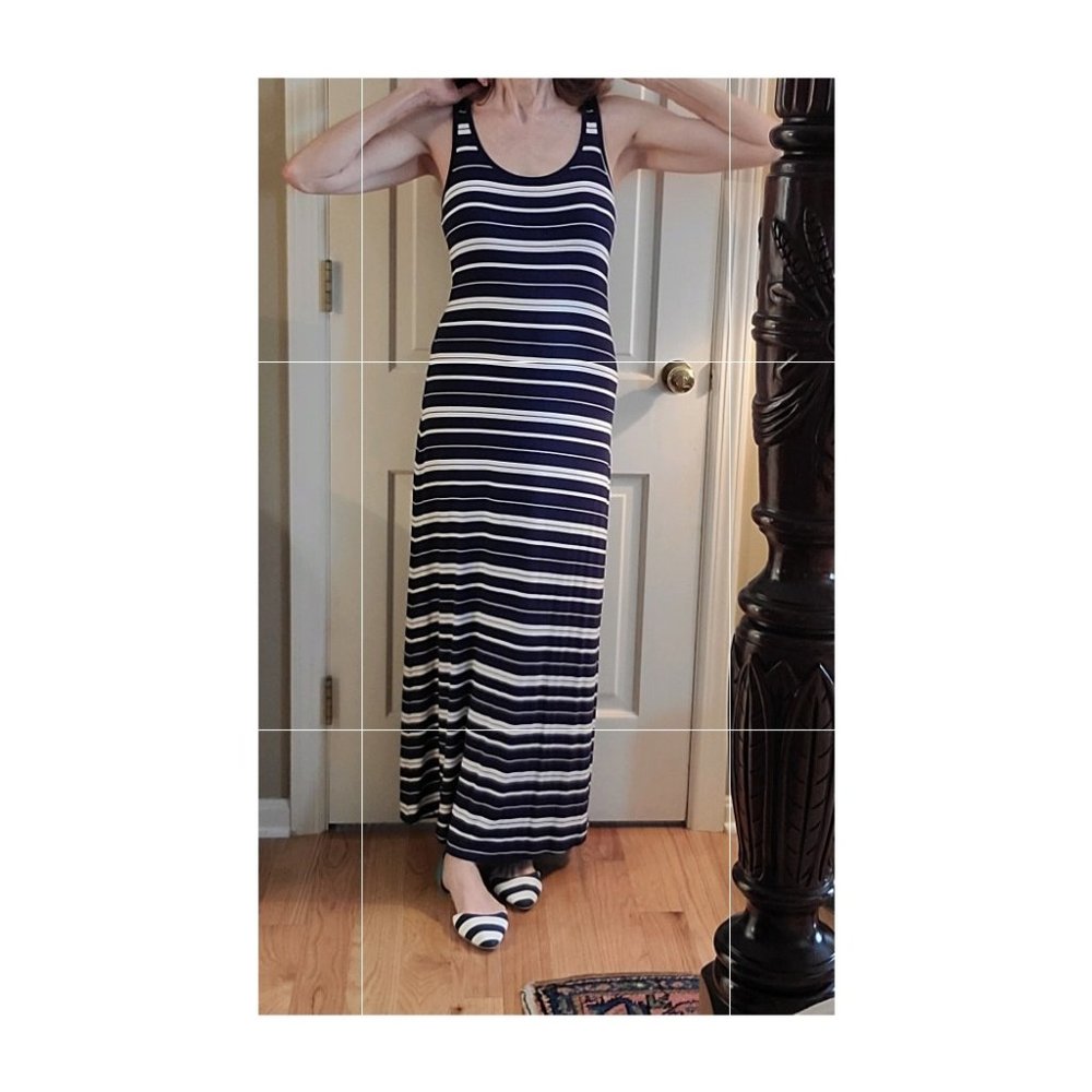 Old Navy blue & white stripe maxi dress size S